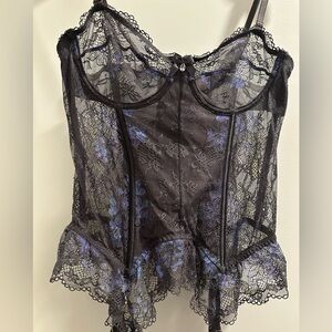 Savage X Fenty Black and Blue Lace Corset
